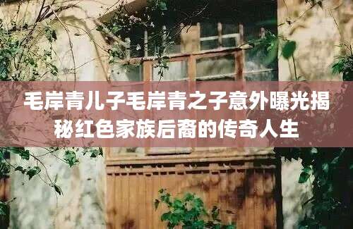 毛岸青儿子毛岸青之子意外曝光揭秘红色家族后裔的传奇人生