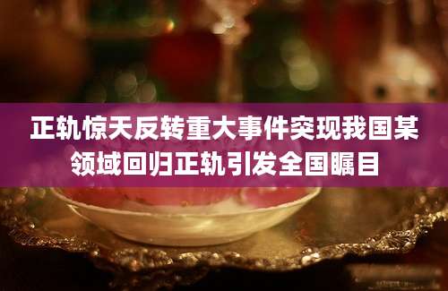 正轨惊天反转重大事件突现我国某领域回归正轨引发全国瞩目