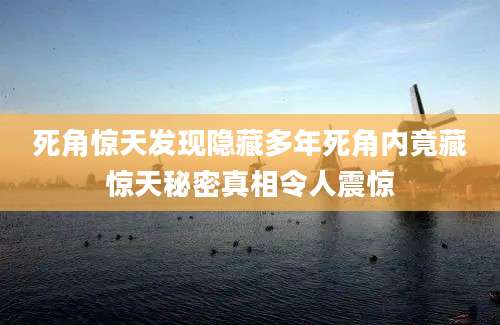 死角惊天发现隐藏多年死角内竟藏惊天秘密真相令人震惊