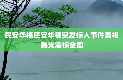 民安华福民安华福突发惊人事件真相曝光震惊全国