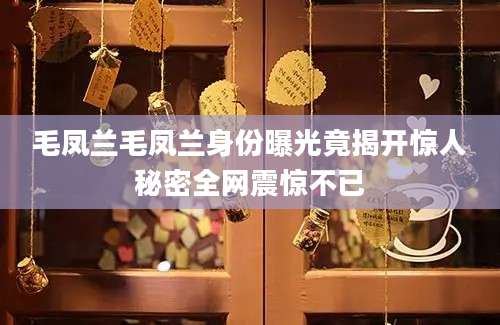 毛凤兰毛凤兰身份曝光竟揭开惊人秘密全网震惊不已