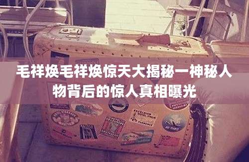 毛祥焕毛祥焕惊天大揭秘一神秘人物背后的惊人真相曝光