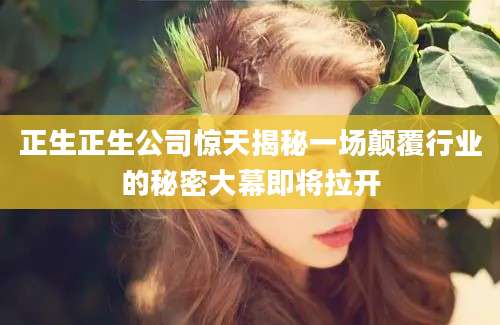 正生正生公司惊天揭秘一场颠覆行业的秘密大幕即将拉开