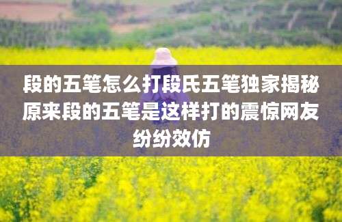 段的五笔怎么打段氏五笔独家揭秘原来段的五笔是这样打的震惊网友纷纷效仿