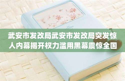 武安市发改局武安市发改局突发惊人内幕揭开权力滥用黑幕震惊全国