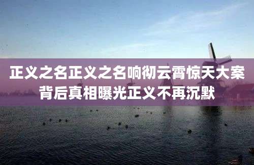 正义之名正义之名响彻云霄惊天大案背后真相曝光正义不再沉默