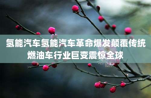 氢能汽车氢能汽车革命爆发颠覆传统燃油车行业巨变震惊全球