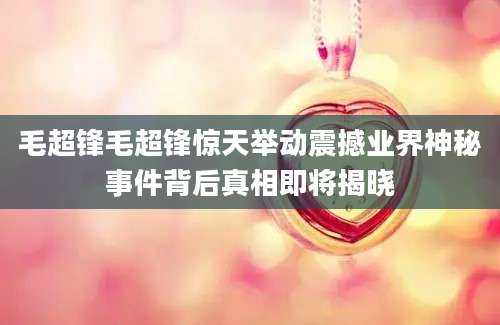 毛超锋毛超锋惊天举动震撼业界神秘事件背后真相即将揭晓